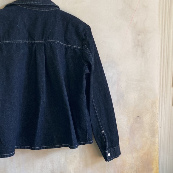 LEVI’S S Organic Cotton Ladies Snap Front Denim Jacket Dark Wash EUC - Picture 11 of 13
